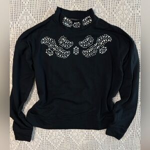 Y2K Ny&Co Black Sweater Cropped Embellished Size XS - Fits Medium